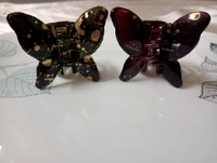 SPRINKLED GOLD BUTTERFLY HAIR CLAWS  - Nutmeg Wood Finish