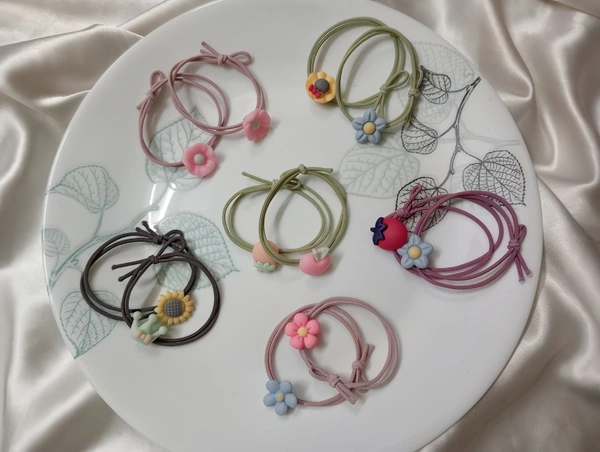 ELASTIC HAIR TIES- PAIR  - Pink
