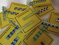 DOUBLE STONE ALLIGATOR CLIPS  - Green gold mixed
