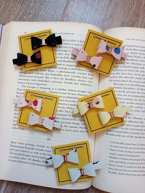 BABY BOW HAIRPINS  - Pastel Pink