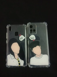 Illustrated Phone Cases Couple - White