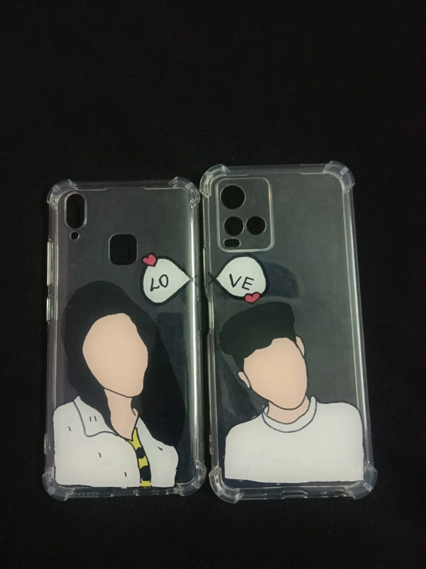Illustrated Phone Cases Couple - White