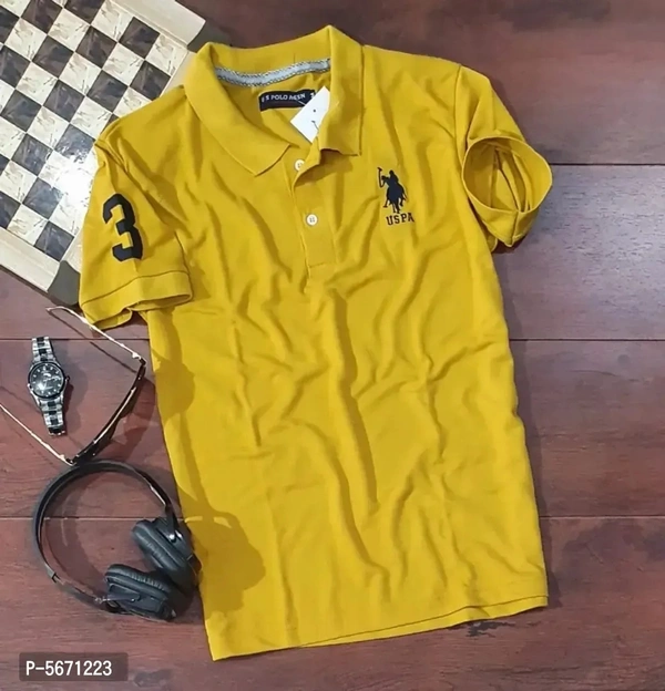 Cotton Blend Round Neck Tshirt Best Quality  - L, Yellow