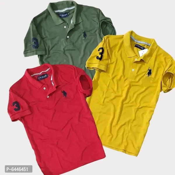 Premium Cotton Matt USPA Polo T-shirt Pack Of 3  - 2xl