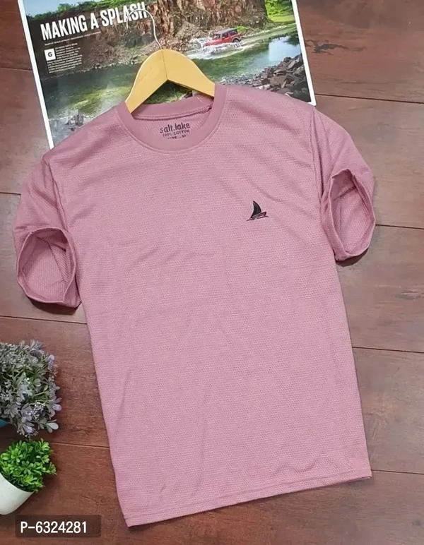 Stylish Popcorn 100% Cotton Blend Round Neck Tshirt  - Pink, L