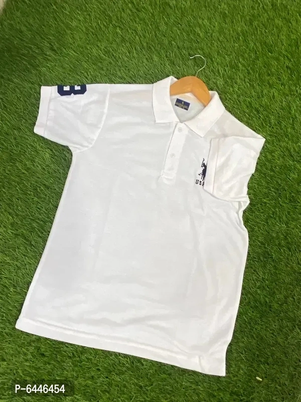 Premium Cotton Matt USPA Polo T-shirt Pack Of 3  - L