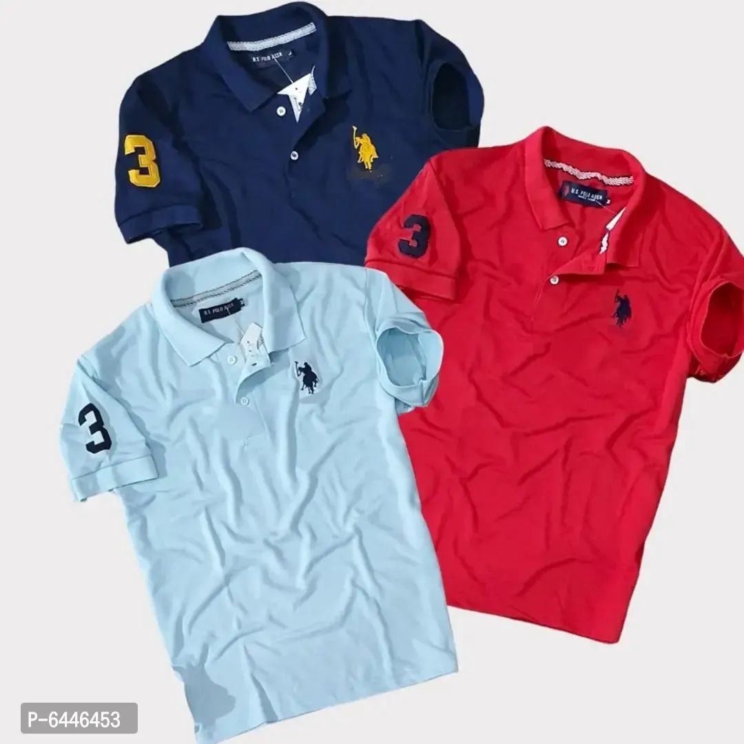 Premium Cotton Matt USPA Polo Tshirt Pack Of 3
