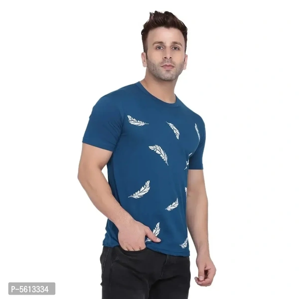 Mens Cotton Blend Half Sleeve Tshirt  - Congress Blue, S