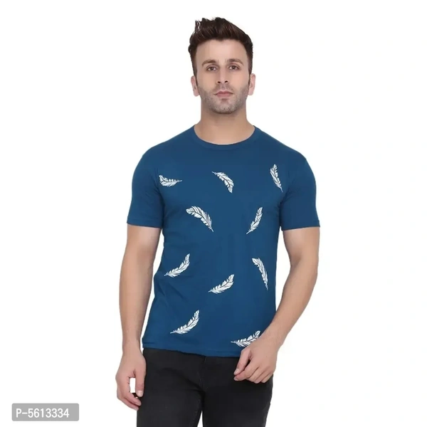 Mens Cotton Blend Half Sleeve Tshirt  - Congress Blue, L