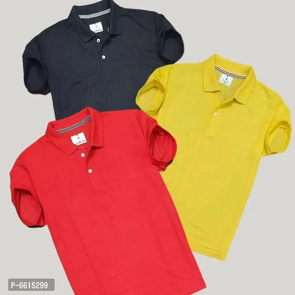 Cotton Polo T-shirt Pack Of 3  - M