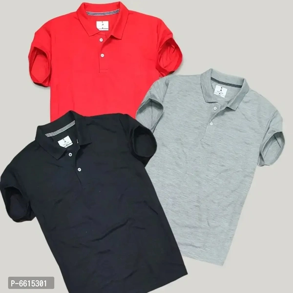 Cotton Polo T-shirt Pack Of 3  - M
