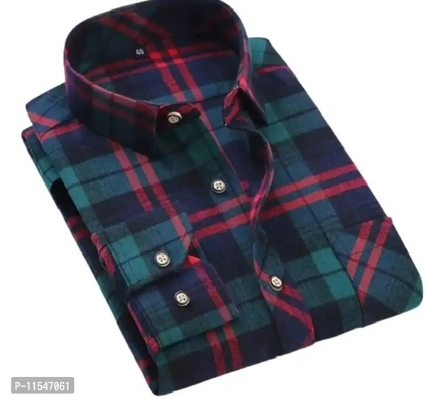 Classic Cotton Blend Check Causal Shirt For Men  - M