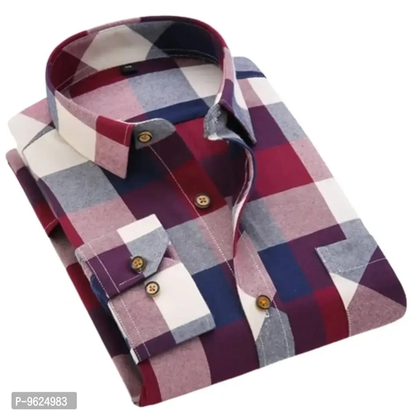 Classic Cotton Blend Check Causal Shirt For Men  - XL