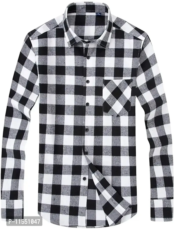 Classic Cotton Blend Check Causal Shirt For Men  - M