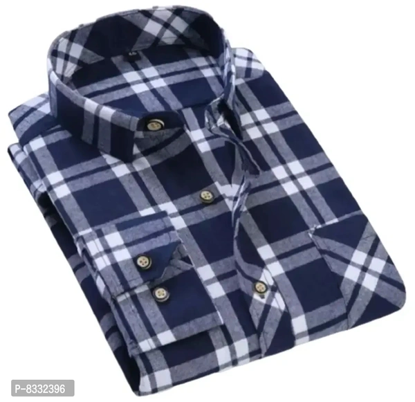 Classic Cotton Blend Check Causal Shirt For Men  - L