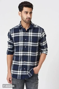 Classic Cotton Blend Check Causal Shirt For Men  - Xl