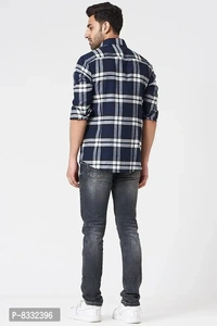Classic Cotton Blend Check Causal Shirt For Men  - Xl