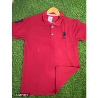 Cotton Blend Round Neck Tshirt Best Quality  - Red, M