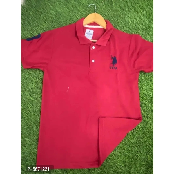 Cotton Blend Round Neck Tshirt Best Quality  - Red, M