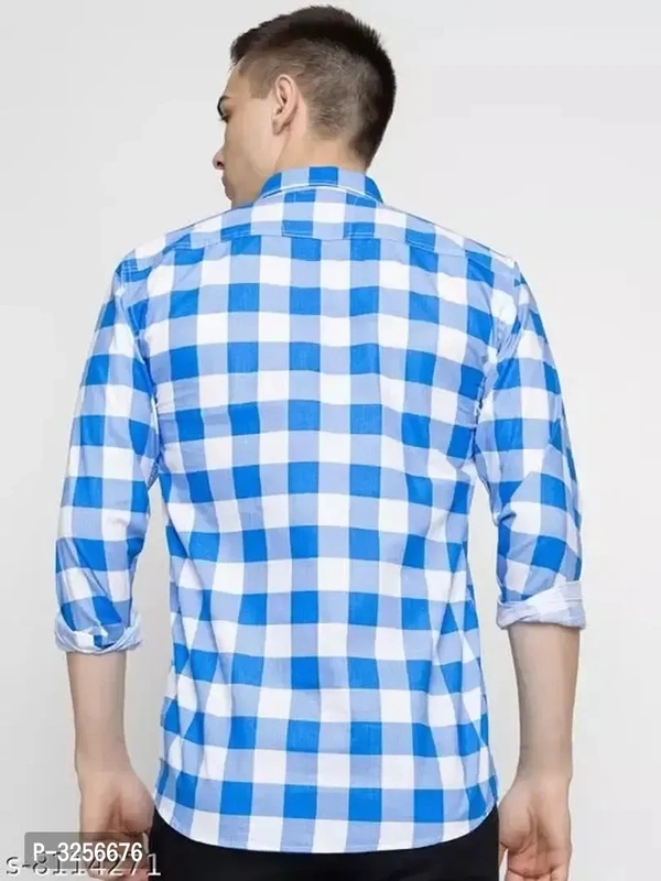 Mens Multicolour Cotton Check Full Sleeve Slim Fit Shirt  - M