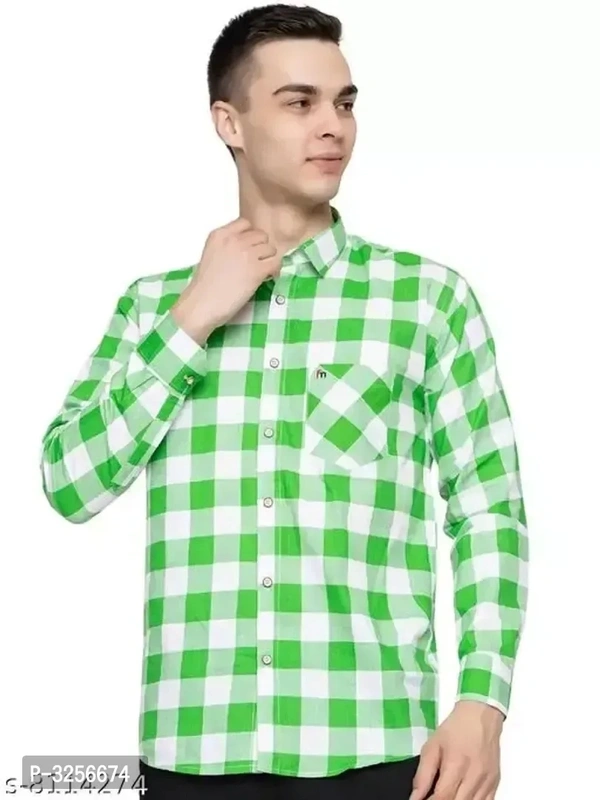 Mens Multicolour Cotton Check Full Sleeve Slim Fit Shirt  - M