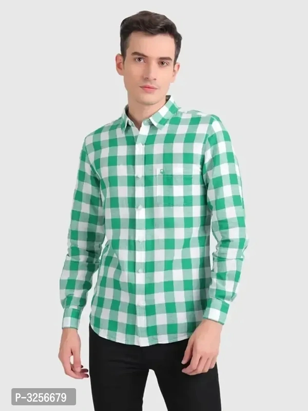 Mens Multicolour Cotton Check Full Sleeve Slim Fit Shirt  - XL