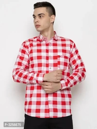 Mens Multicolour Cotton Check Full Sleeve Slim Fit Shirt  - L
