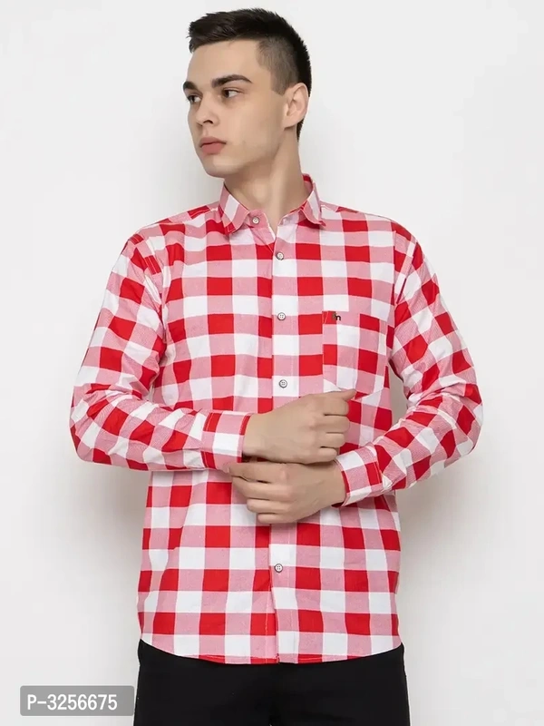 Mens Multicolour Cotton Check Full Sleeve Slim Fit Shirt  - L