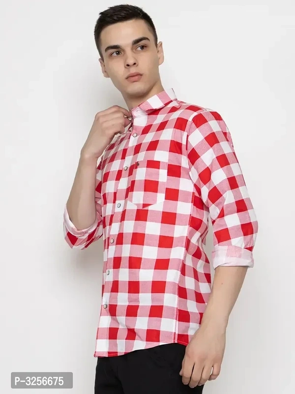 Mens Multicolour Cotton Check Full Sleeve Slim Fit Shirt  - XL