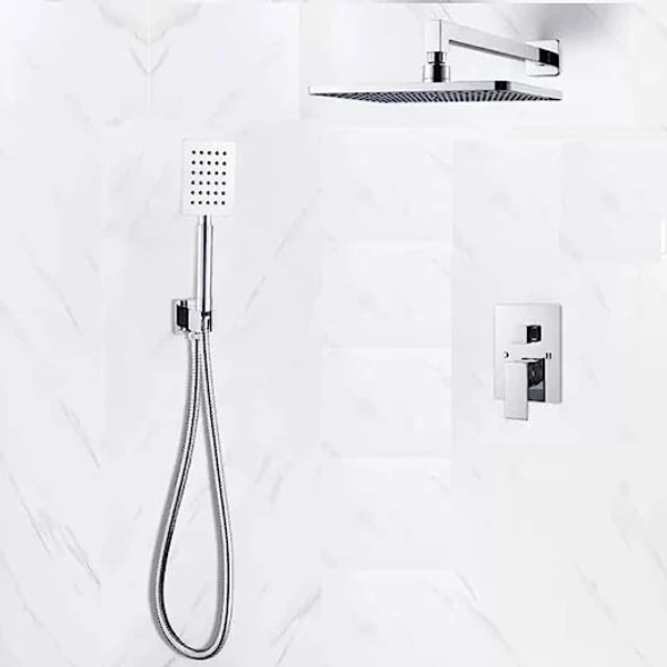 A.M  Stainless Steel Ultra Slim Hand Shower With 1.5 Meter Flexible Tube And Wall Hook ( Tube Inner Nut Brass & Outer Body SS-304 Grade ) (HAND SHOWER WITH 1,5 METER TUBE AND HOOK) - square