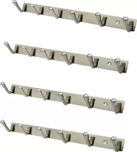 zed x Stainless Steel Cloth Hanger Wall Mounted Bathroom Cloth Hanger,Cloth Wall Hook,Over The Door Hooks Rail for Hanging Keys,Clothes,Towel  - 6 s pin