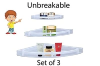 MICROWARE  Premium Black Glass Corner Shelf for Bathroom/Wall Shelf/Storage Shelf  pack of 3 - 