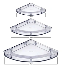 MICROWARE  Premium Black Glass Corner Shelf for Bathroom/Wall Shelf/Storage Shelf  pack of 3 - 