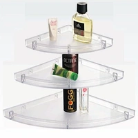 MICROWARE  Premium Black Glass Corner Shelf for Bathroom/Wall Shelf/Storage Shelf  pack of 3 - 