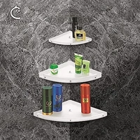 MICROWARE  Premium Black Glass Corner Shelf for Bathroom/Wall Shelf/Storage Shelf  pack of 3 - 