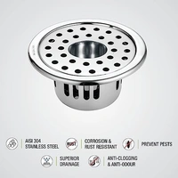 Vincent 5 inch (with Hole) Anti- insect & Cockroach and rats Jali/Trap Floor Drain with 304-Grade Stainless Steel (Silver) Made for washbasin , suitable for 4 & 5 ich PVC Pipe - 5 inch with hole