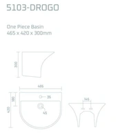 solitare 5103-Drogo One Piece Basin | Sleek & Spacious | 465x420x300mm - 465x420x300 mm