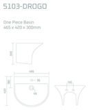 solitare 5103-Drogo One Piece Basin | Sleek & Spacious | 465x420x300mm - 465x420x300 mm