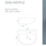 solitare "3006-Mapple Wall Hang Basin | Modern Space-Saving Solution - 405x320x140 mm