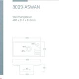 solitare 3009-Aswan Wall Hung Basin | Compact & Stylish | 400x210x110mm - 400x210x110 mm