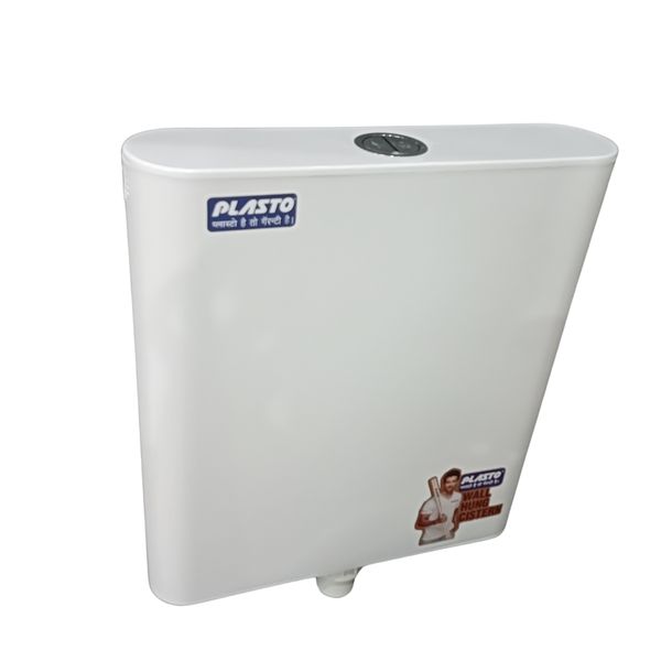 plasto Plasto Wall Hung Cistern Dual Flush Dual Color Flush Tank 8L/4L (White) - Wall Hang - wall hang