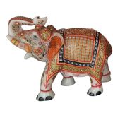 Agra marbles Pair of Two Elephants Handcrafted in makrana marbles- Symbol of Wisdom and Strength, Home Decor Figurines 8 inch - 8 inch, marble