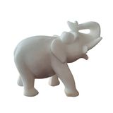 Agra marbles Pair of Two Elephants Handcrafted in Plain White Makrana Marble - Vastu Shastra Inspired Symbol of Wisdom and Strength, Elegant Home Decor Figurines 6 inch  - 6 inch