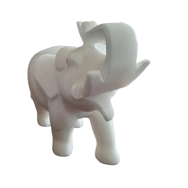 Agra marbles Pair of Two Elephants Handcrafted in Plain White Makrana Marble - Vastu Shastra Inspired Symbol of Wisdom and Strength, Elegant Home Decor Figurines 6 inch  - 6 inch