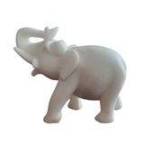 Agra marbles Pair of Two Elephants Handcrafted in Plain White Makrana Marble - Vastu Shastra Inspired Symbol of Wisdom and Strength, Elegant Home Decor Figurines 6 inch  - 6 inch