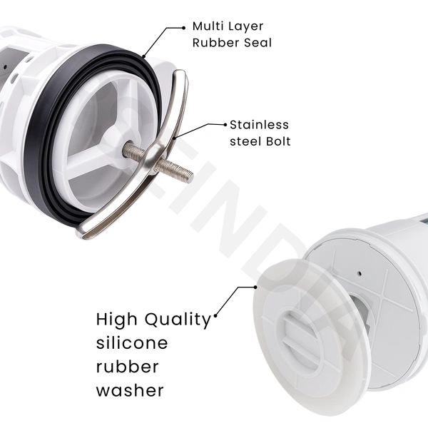 RSEINDIA Master 8.25 Inch / 21 cm Dual Flush Siphon | Flush Valve | Flush Tank Fittings for Single Piece Western Commode/Toilet 8 INCH MASTER SIPHONE(SINGLE) - 8 inch, white, sual flush siphon