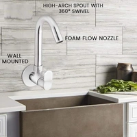 TILEINDIA  Sink Cock Tap for Bathroom and Kitchen | Pillar Tap with Wall Mount | 360° Rotating Design