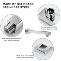 TILEINDIA SS-304 Grade 18-Inch Square Shower Arm with Wall Flange | Chrome Finish | Durable & Rust-Resistant - 18 inch