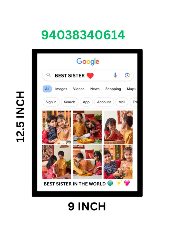 Best Sister Google Style Collage Frame - FREE, Black