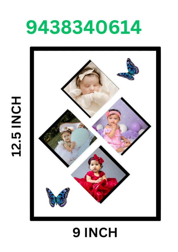 Butterfly Baby Moments Collage Frame (9x12.5 Inch) - FREE, Black